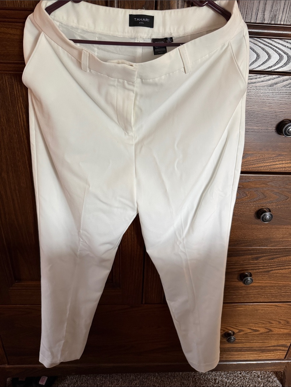 Tahari Womens White Dress Pants - Slim Tapered